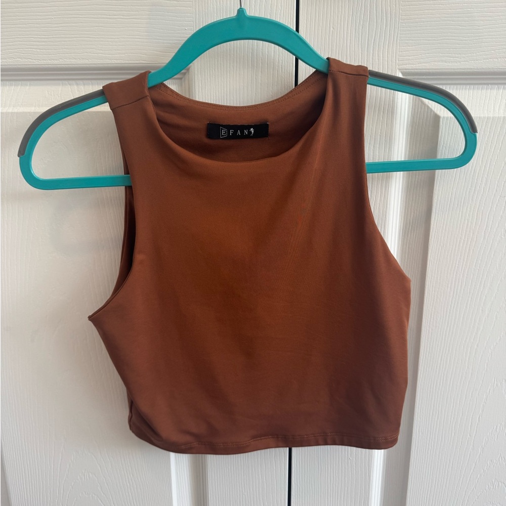 Brown Sleeveless Crop Top